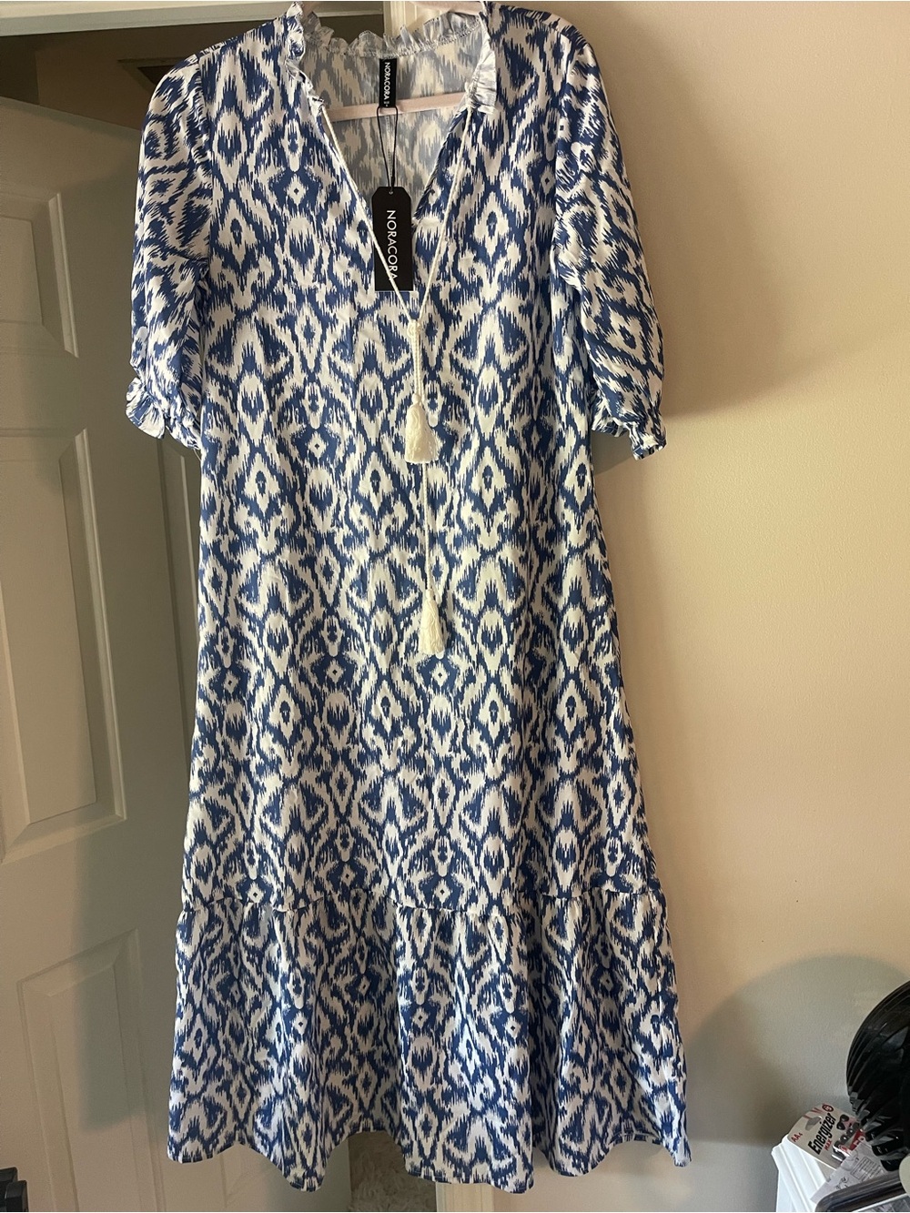 Blue and White NoraCora maxi dress Sz s